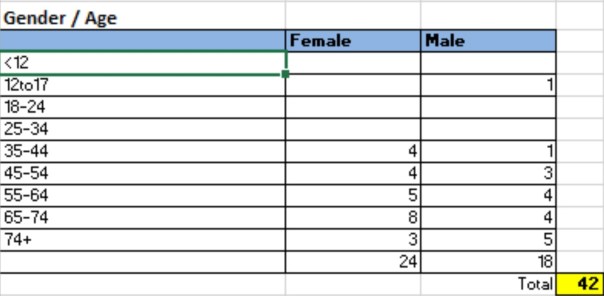 Gender and age attendees 08.02.14
